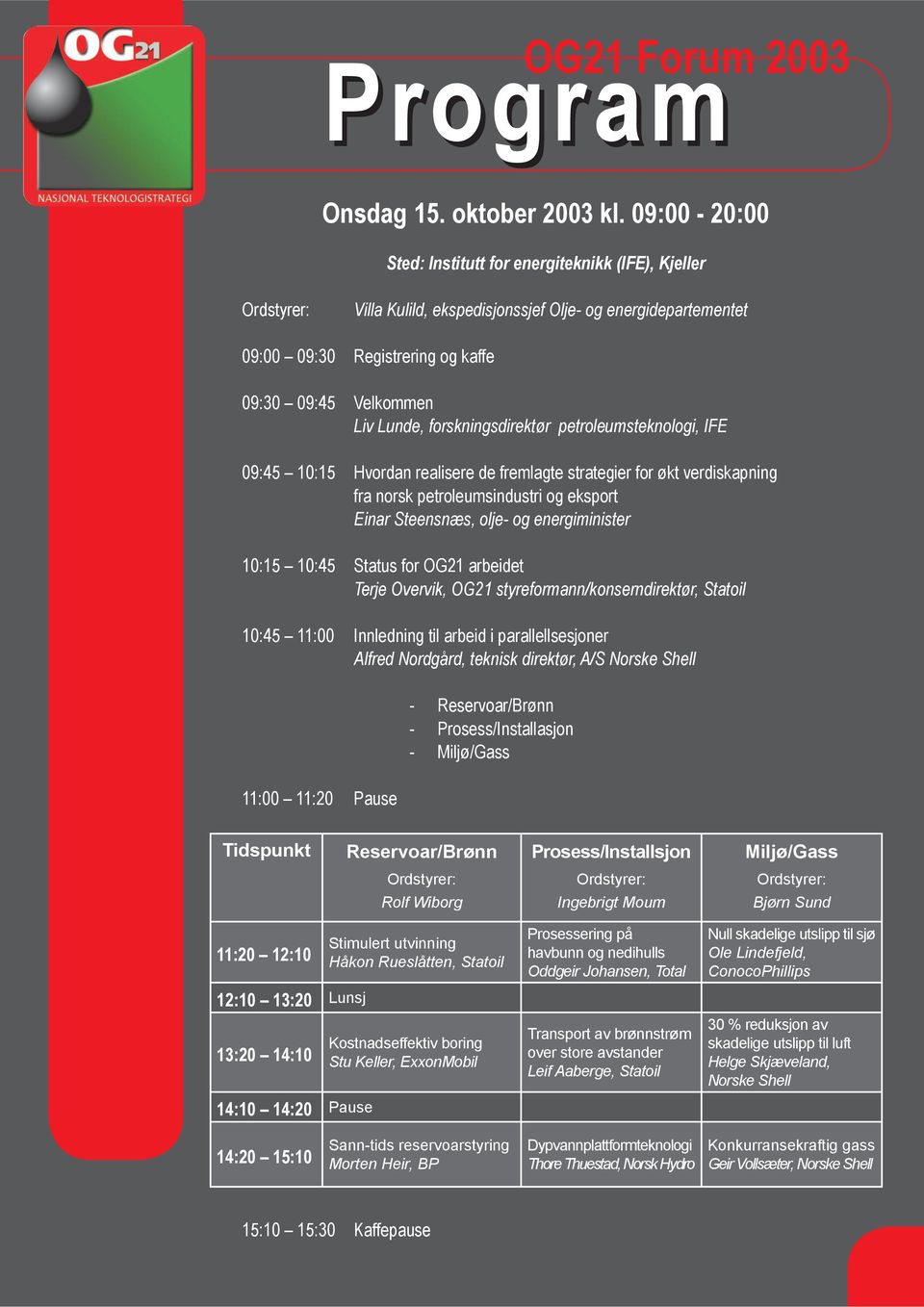 forskningsdirektør petroleumsteknologi, IFE 09:45 10:15 Hvordan realisere de fremlagte strategier for økt verdiskapning fra norsk petroleumsindustri og eksport Einar Steensnæs, olje- og