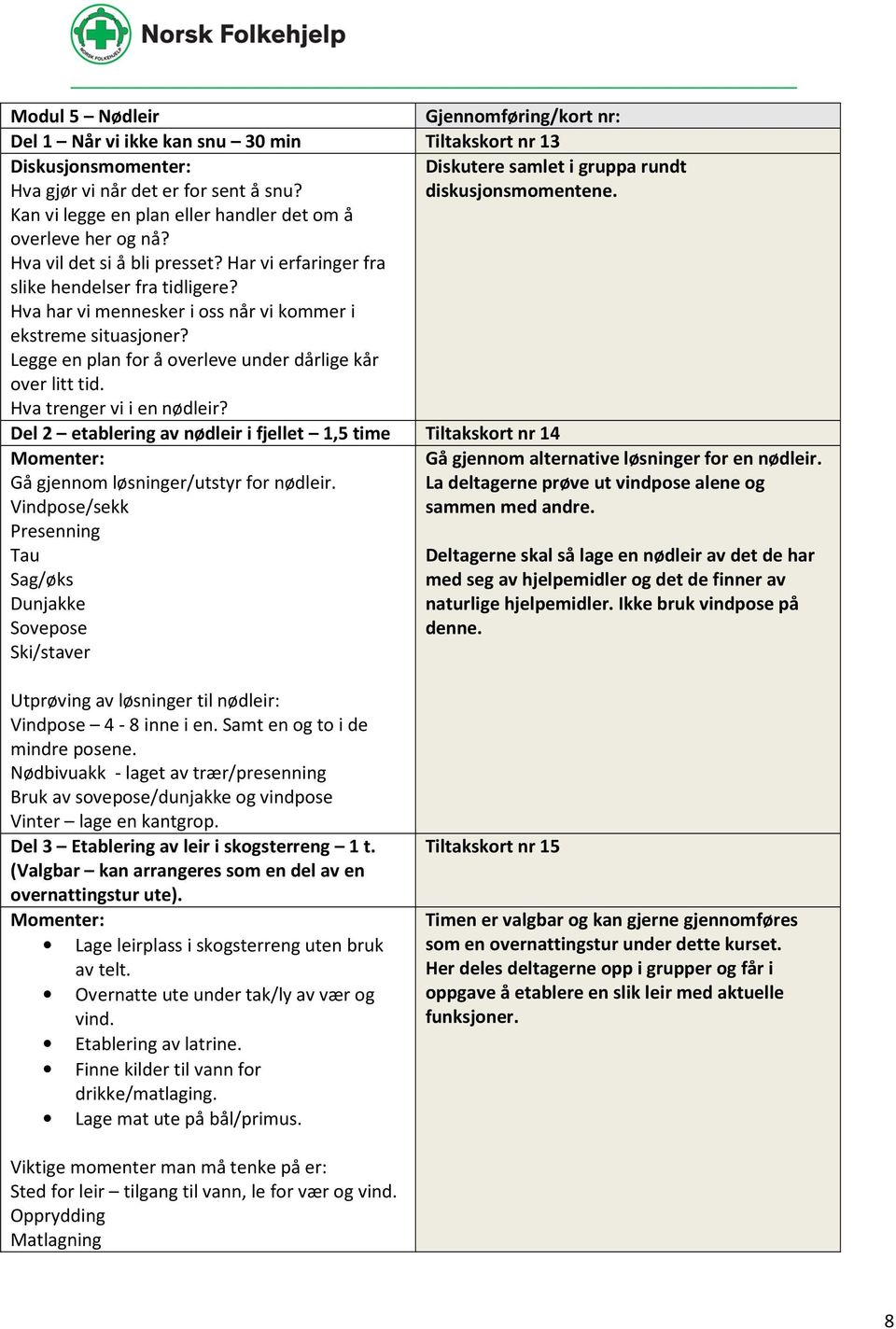 Hva har vi mennesker i oss når vi kommer i ekstreme situasjoner? Legge en plan for å overleve under dårlige kår over litt tid. Hva trenger vi i en nødleir?