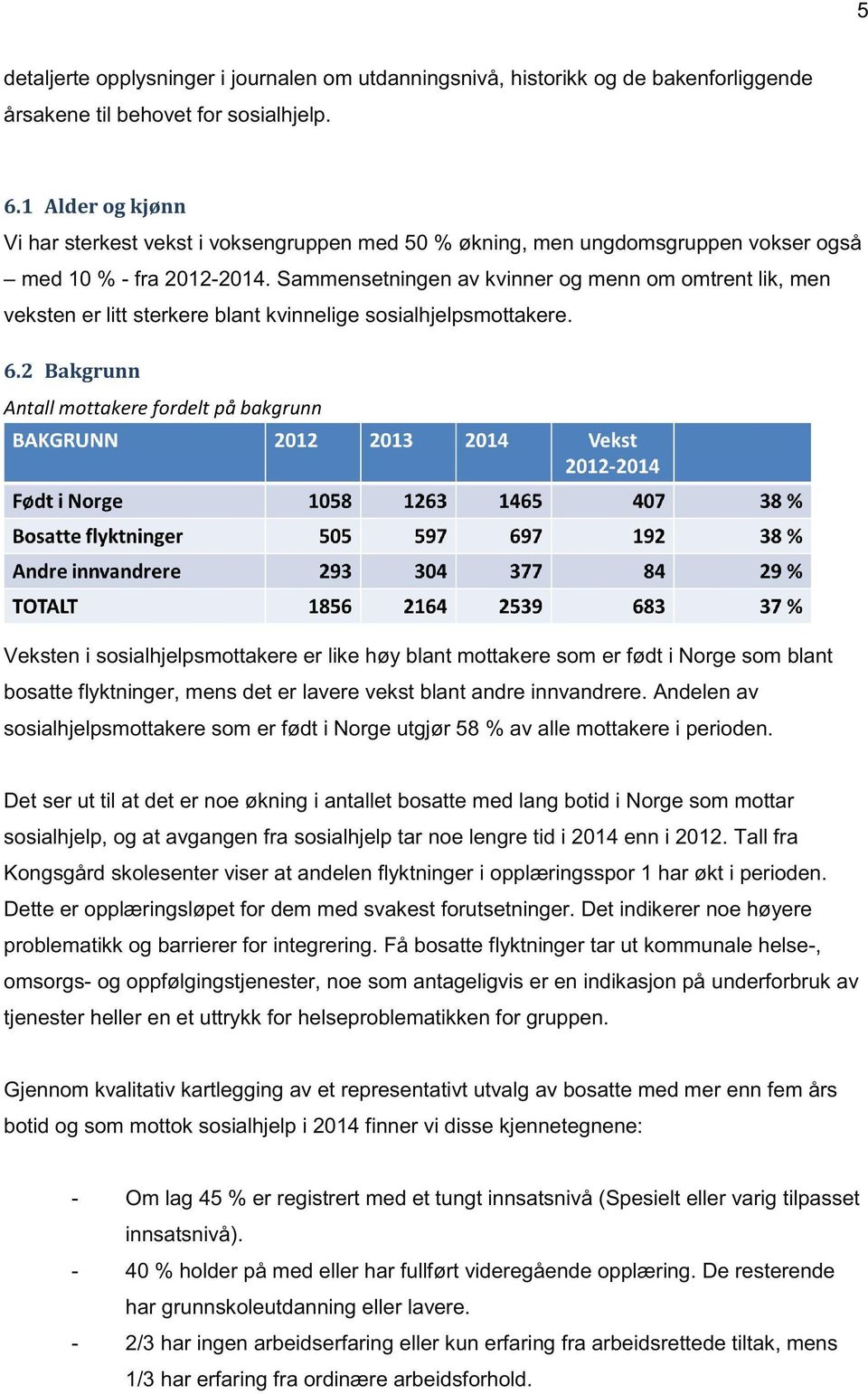 Sammensetningen av kv inner og menn om omtrent lik, men veksten er litt sterkere blant kvinnelige sosialhjelpsmottakere. 6.