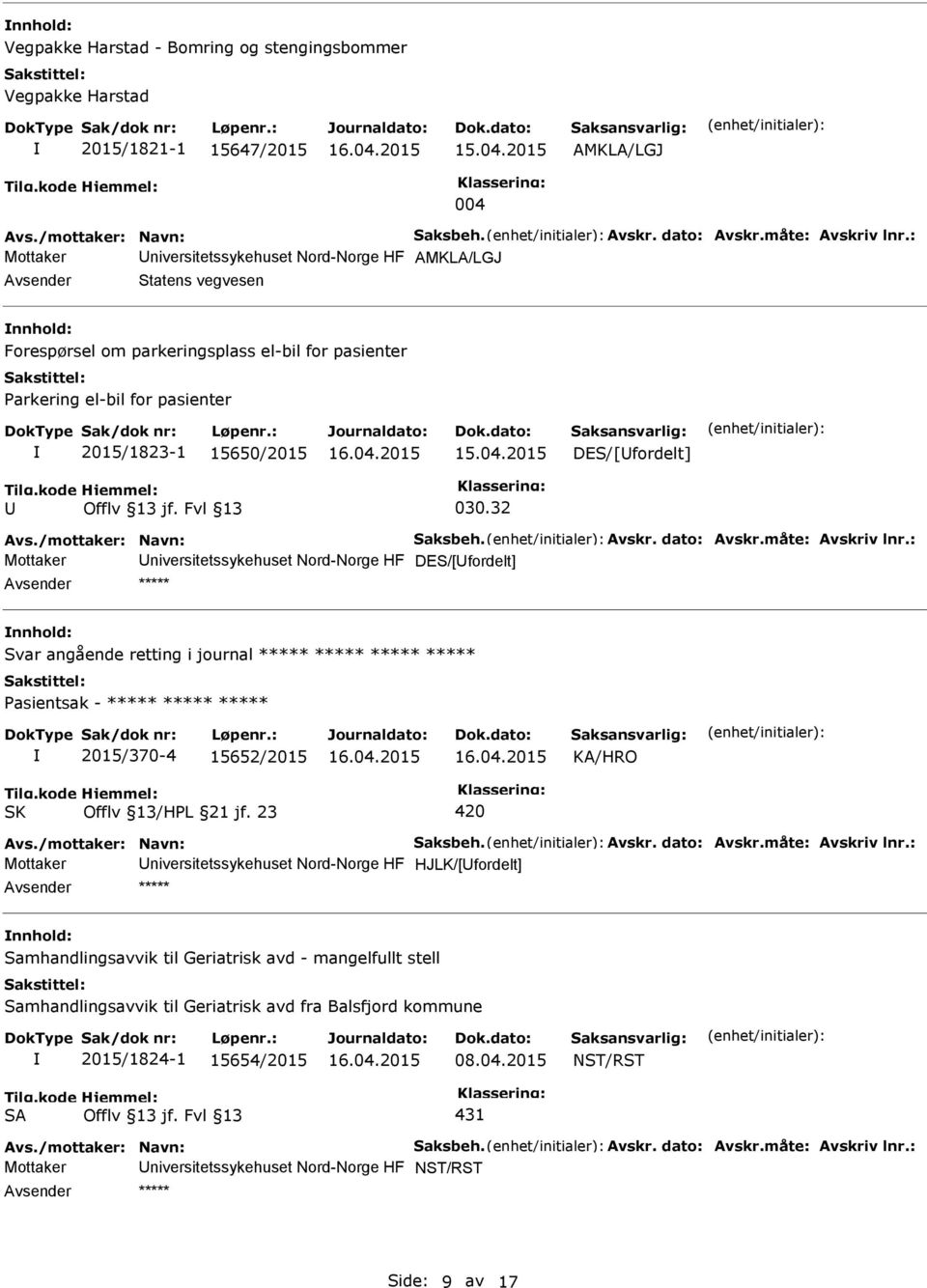 32 Avs./mottaker: Navn: Saksbeh. Avskr. dato: Avskr.måte: Avskriv lnr.