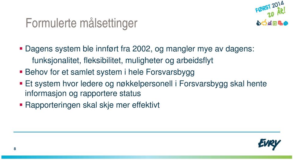 samlet system i hele Forsvarsbygg Et system hvor ledere og nøkkelpersonell i