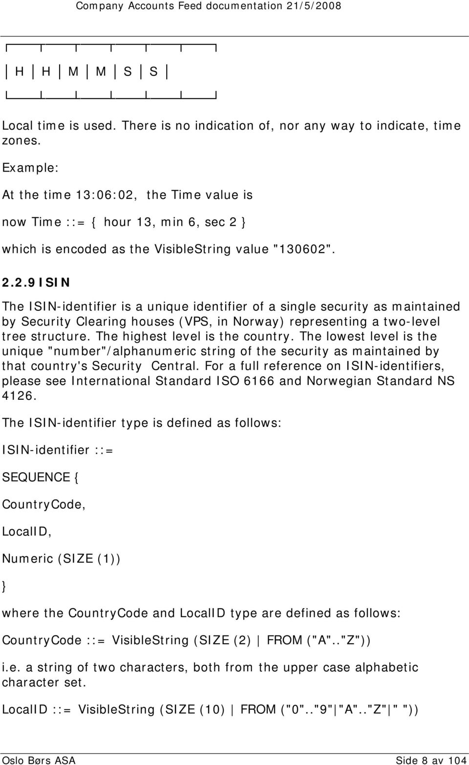 The highest level is the country. The lowest level is the unique "number"/alphanumeric string of the security as maintained by that country's Security Central.