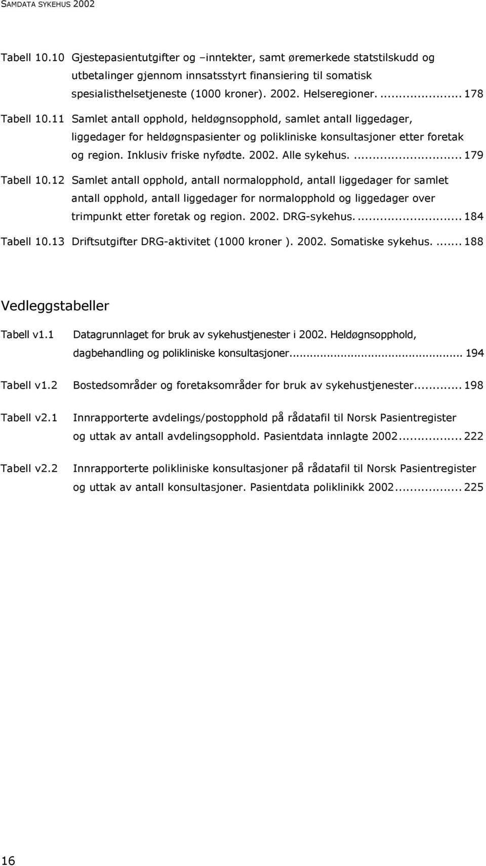 ... 178 Tabell 10.11 Samlet antall opphold, heldøgnsopphold, samlet antall liggedager, liggedager for heldøgnspasienter og polikliniske konsultasjoner etter foretak og region. Inklusiv friske nyfødte.