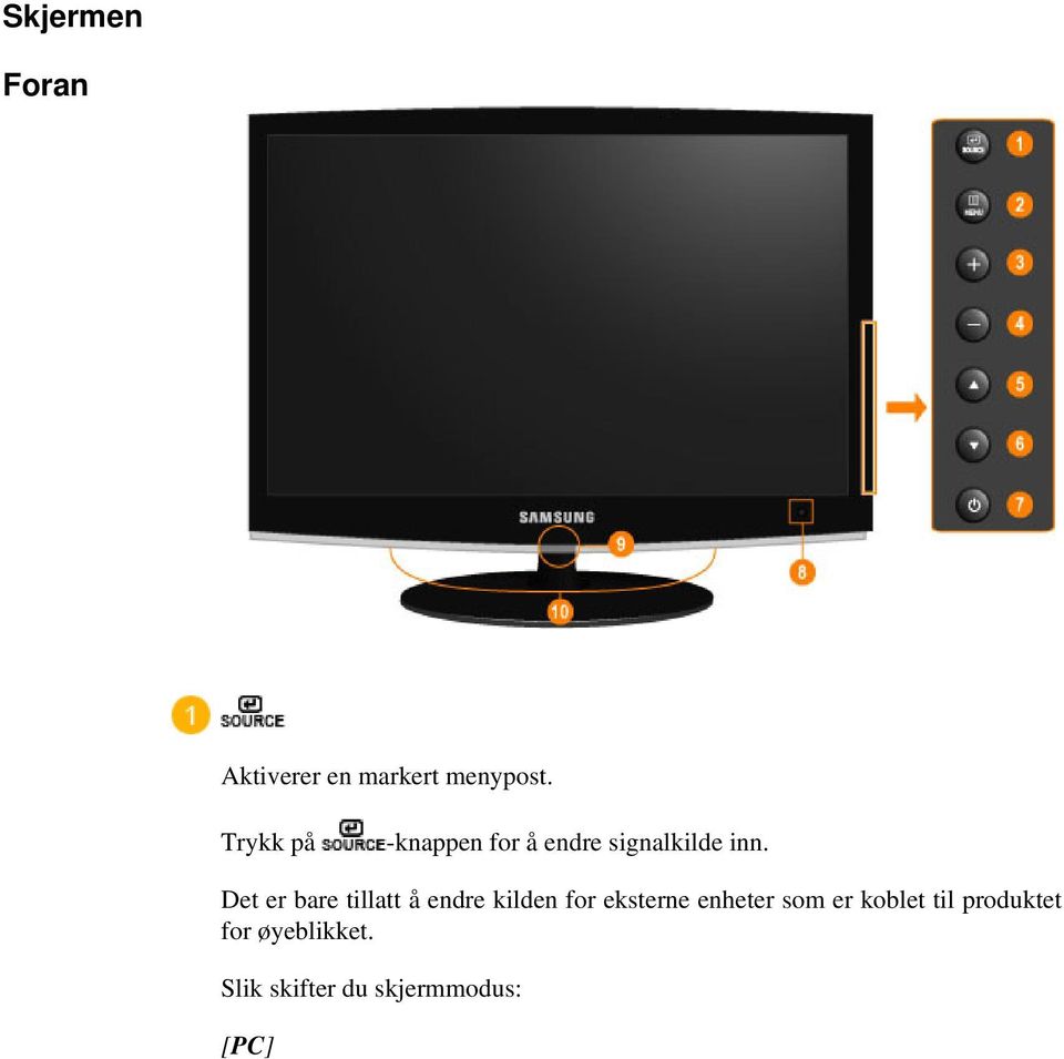 ] [Komponent] [HDMI1] [HDMI2] [DTV] >> Klikk her for å se et animasjonsklipp Bruk denne knappen til å åpne menyen på skjermen og avslutte menyskjermbildet eller for å lukke