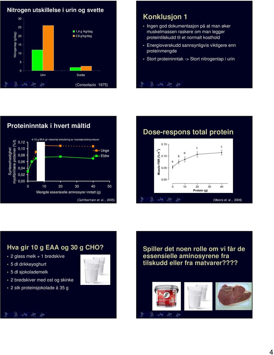 Dose-respons total protein Synteseha astighet myofibrillære pr roteiner (%/t).