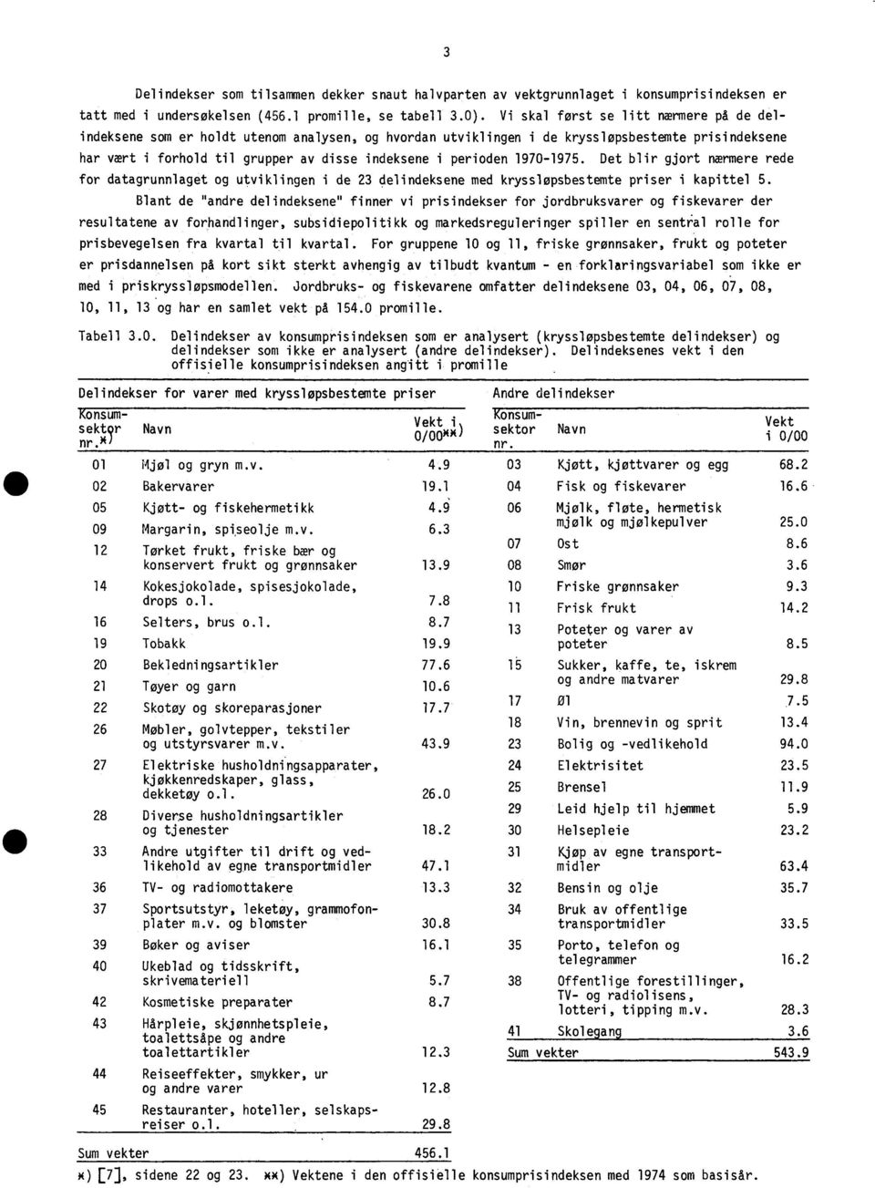 1970-1975. Det blir gjort nærmere rede for datagrunnlaget og utviklingen i de 23 delindeksene med krysslopsbestemte priser i kapittel 5.