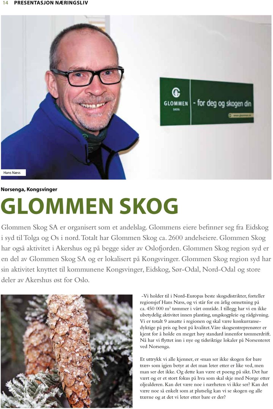 Glommen Skog region syd er en del av Glommen Skog SA og er lokalisert på Kongsvinger.