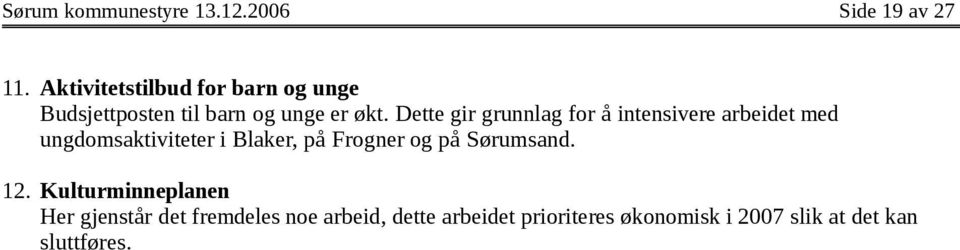 Dette gir grunnlag for å intensivere arbeidet med ungdomsaktiviteter i Blaker, på Frogner