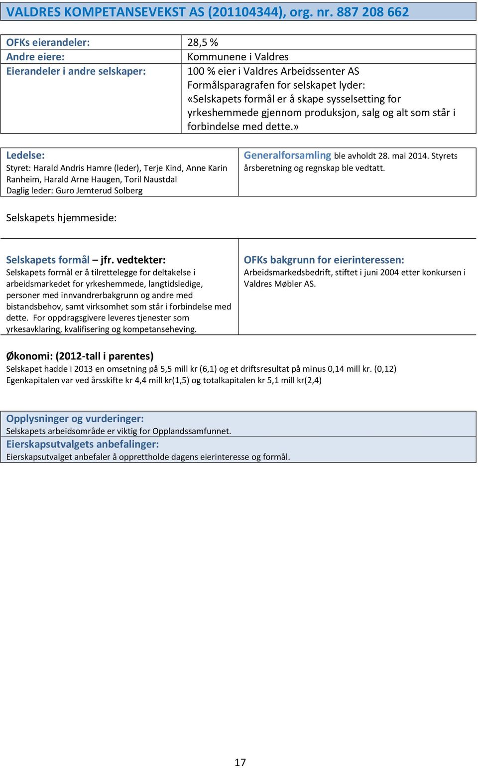 å skape sysselsetting for yrkeshemmede gjennom produksjon, salg og alt som står i forbindelse med dette.