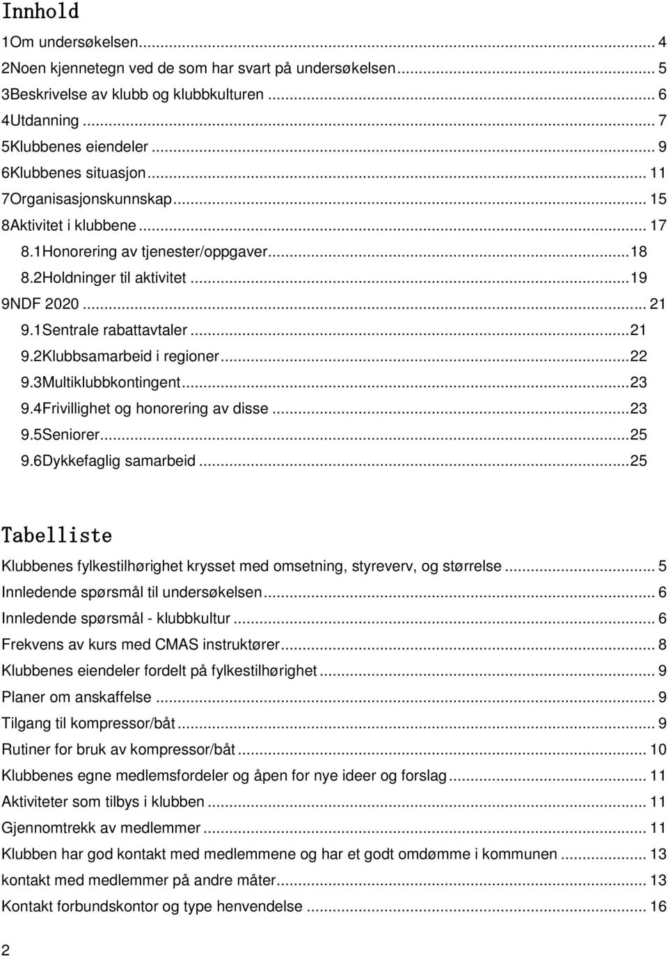 .. 22 9.3Multiklubbkontingent... 23 9.4Frivillighet og honorering av disse... 23 9.5Seniorer... 25 9.6Dykkefaglig samarbeid.