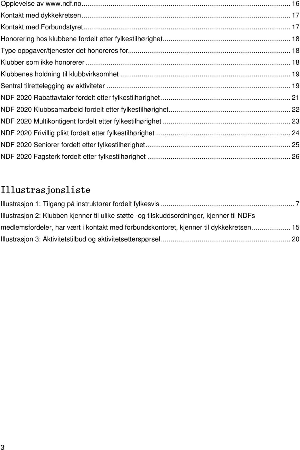 .. 21 NDF 2020 Klubbsamarbeid fordelt etter fylkestilhørighet... 22 NDF 2020 Multikontigent fordelt etter fylkestilhørighet... 23 NDF 2020 Frivillig plikt fordelt etter fylkestilhørighet.