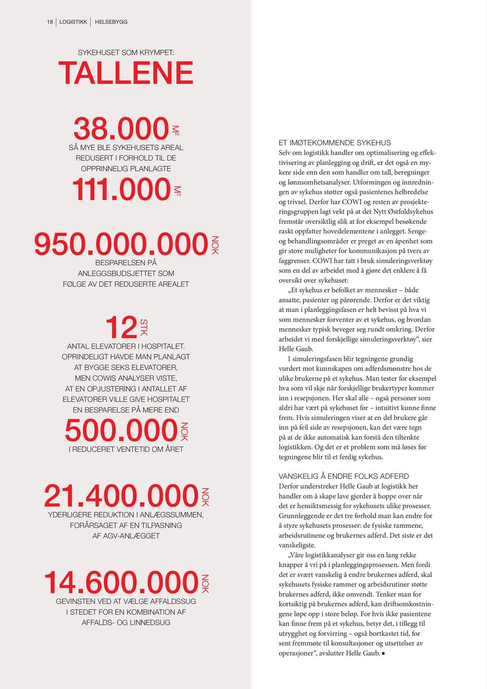 000 I REDUCERET VENTETID OM ÅRET 21.400.000 YDERLIGERE REDUKTION I ANLÆGSSUMMEN, FORÅRSAGET AF EN TILPASNING AF AGV-ANLÆGGET 14.600.