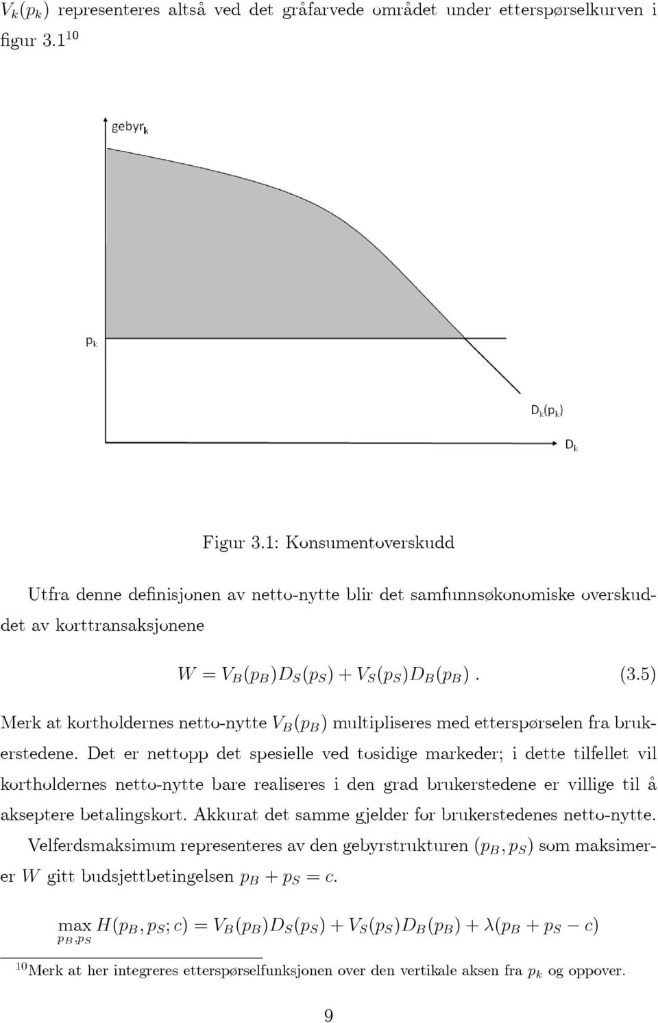 5) Merk at kortholdernes netto-nytte V B (p B ) multipliseres med etterspørselen fra brukerstedene.