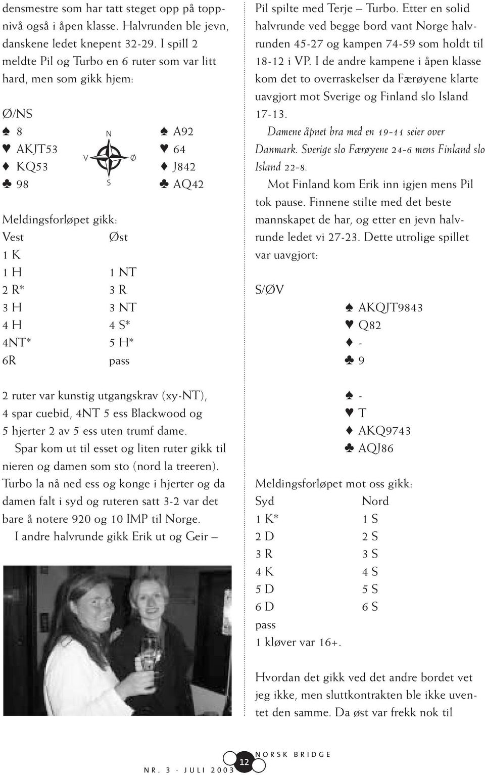 4NT* 5 H* 6R pass 2 ruter var kunstig utgangskrav (xy-nt), 4 spar cuebid, 4NT 5 ess Blackwood og 5 hjerter 2 av 5 ess uten trumf dame.