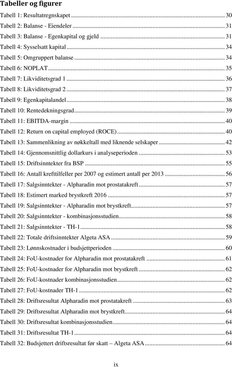 .. 40 Tabell 12: Return on capital employed (ROCE)... 40 Tabell 13: Sammenlikning av nøkkeltall med liknende selskaper... 42 Tabell 14: Gjennomsnittlig dollarkurs i analyseperioden.