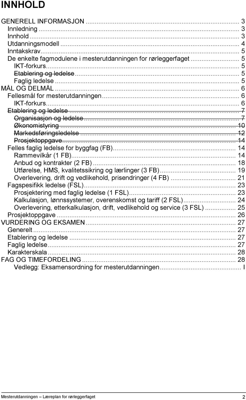 .. 10 Markedsføringsledelse... 12 Prosjektoppgave... 14 Felles faglig ledelse for byggfag (FB)... 14 Rammevilkår (1 FB)... 14 Anbud og kontrakter (2 FB).