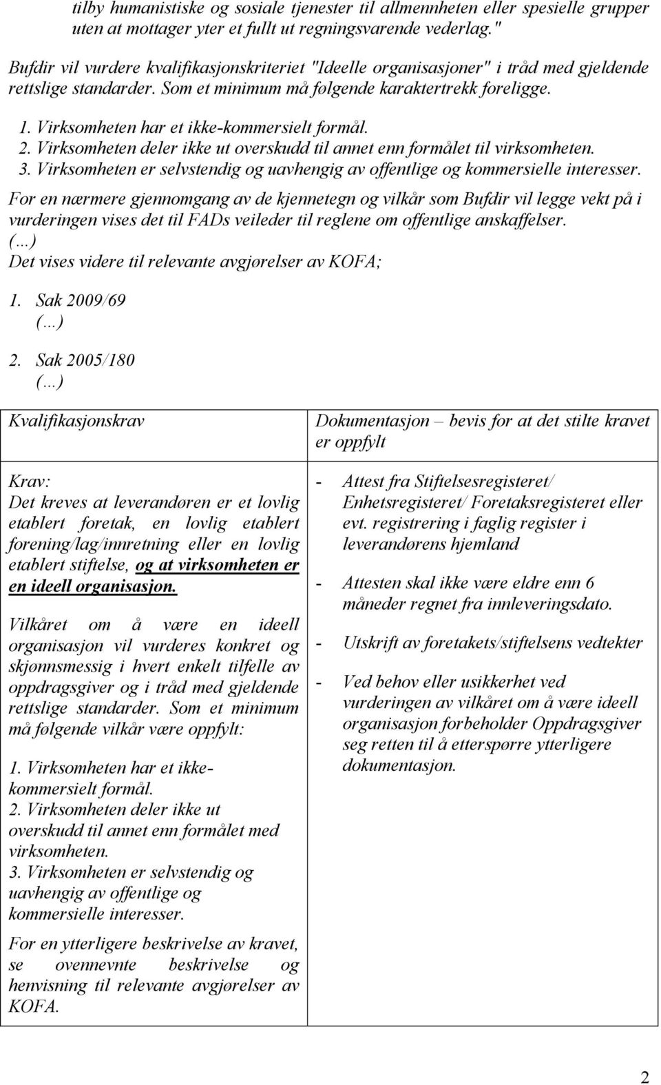 Virksomheten har et ikke-kommersielt formål. 2. Virksomheten deler ikke ut overskudd til annet enn formålet til virksomheten. 3.