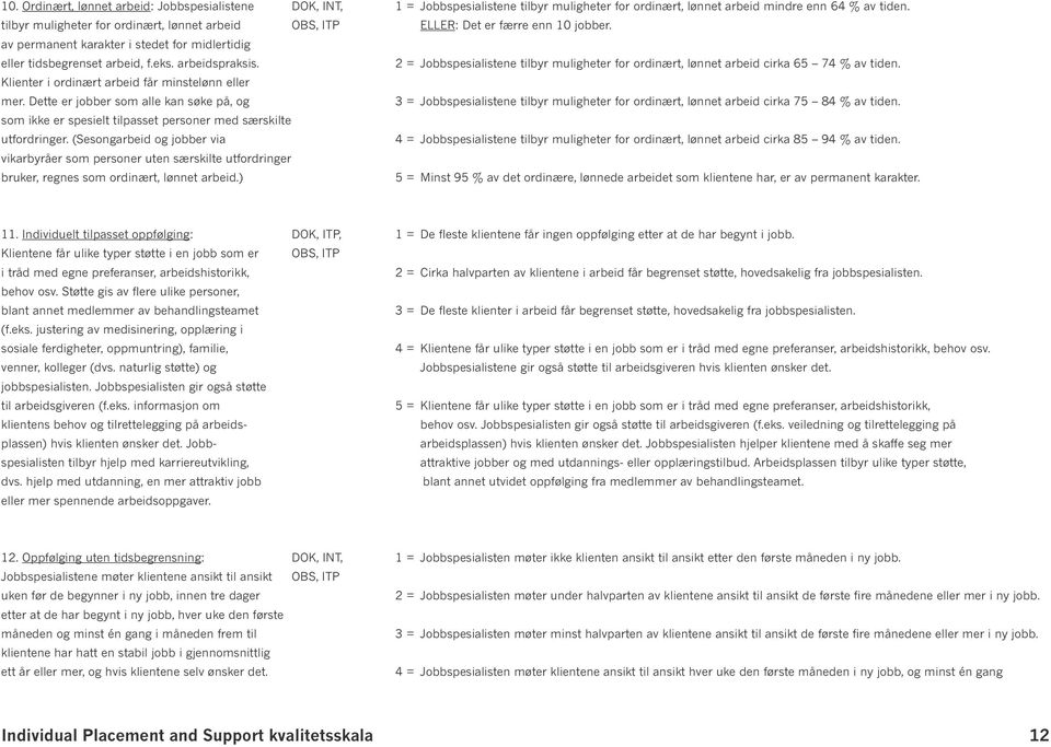 2 = Jobbspesialistene tilbyr muligheter for ordinært, lønnet arbeid cirka 65 74 % av tiden. Klienter i ordinært arbeid får minstelønn eller mer.