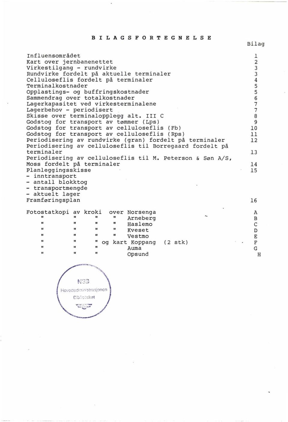 C 8 Godstog for transport av tømmer (Lps) 9 Godstog for transport av celluloseflis (Fb) 10 Godstog for transport av celluloseflis (Rps) l periodisering av rundvirke (gran) fordelt på terminaler