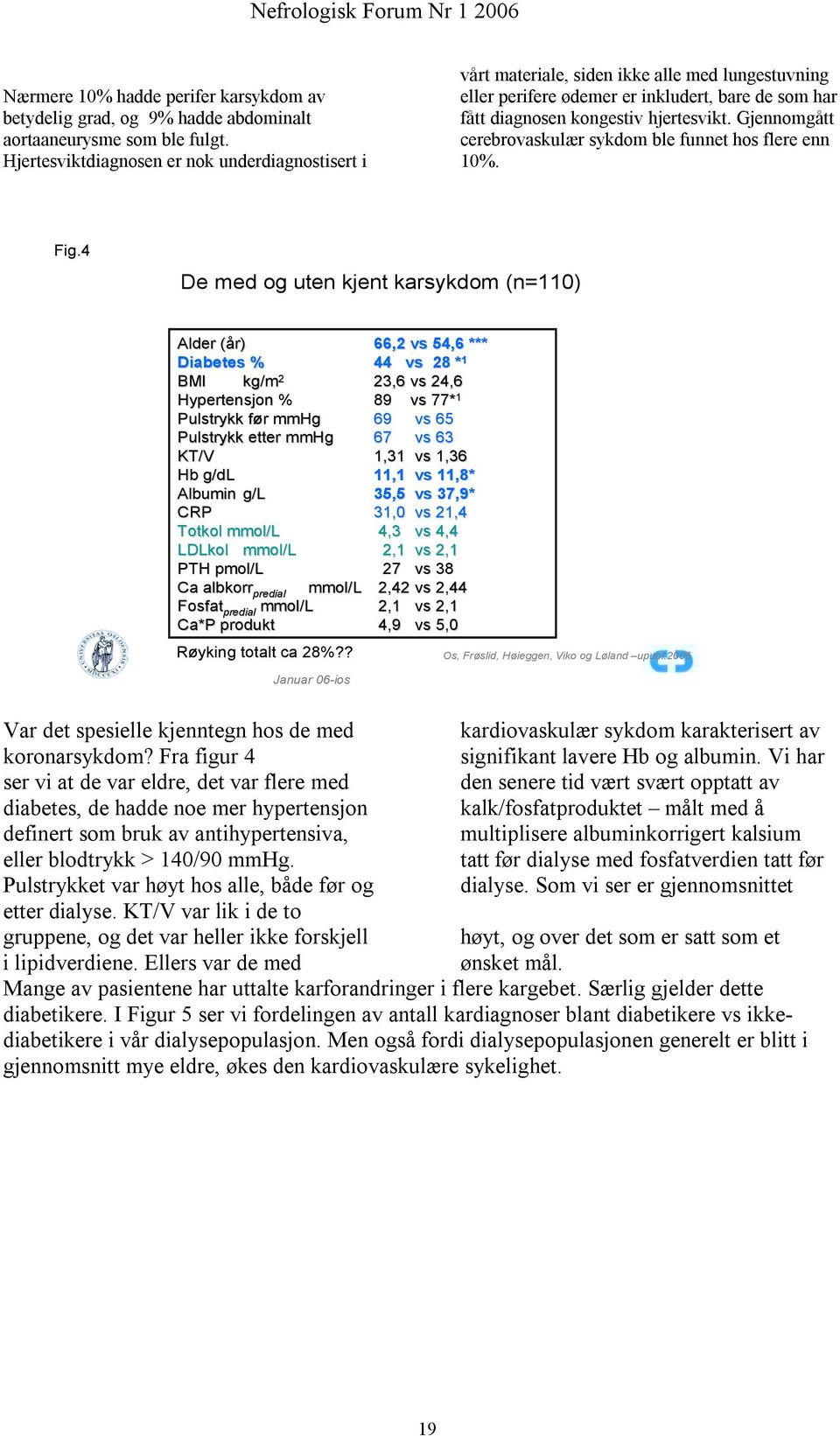 Gjennomgått cerebrovaskulær sykdom ble funnet hos flere enn 10%. Fig.