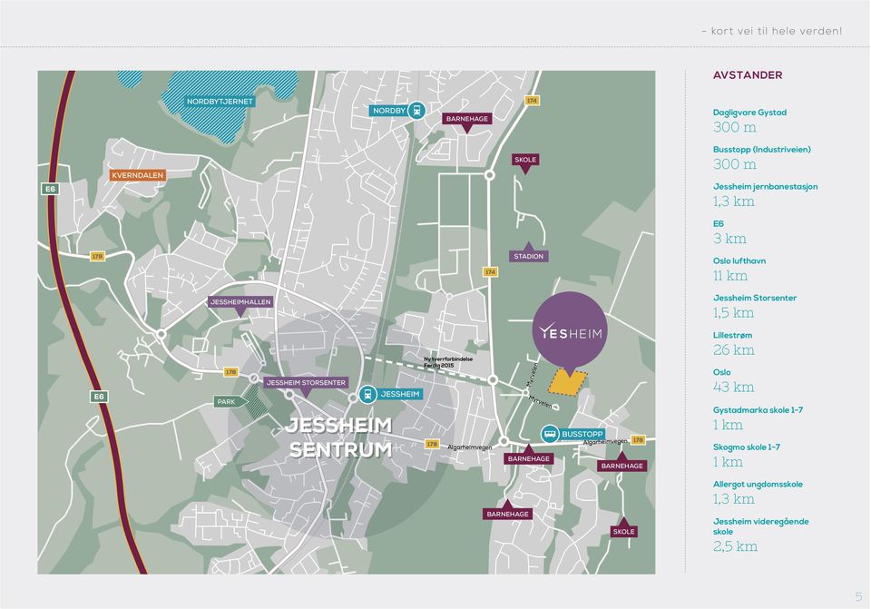 JESSHEIM SENTRUM JESSHEIM Ny tverrforbindelse Ferdig 2015 178 Algarheimvegen Myrveien Myrveien BARNEHAGE BUSSTOPP Algarheimvegen 178 BARNEHAGE