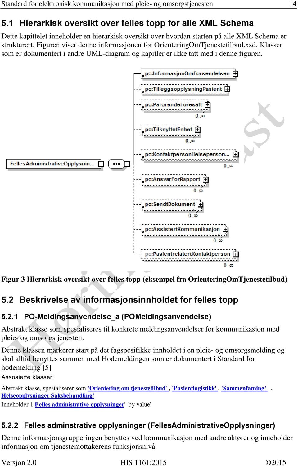 Figuren viser denne informasjonen for OrienteringOmTjenestetilbud.xsd. Klasser som er dokumentert i andre UML-diagram og kapitler er ikke tatt med i denne figuren.