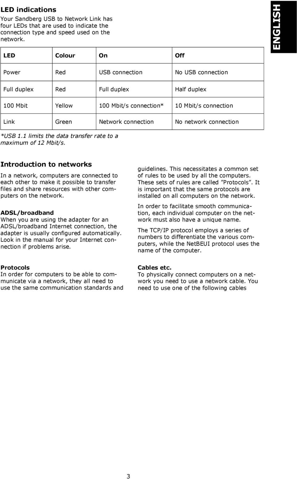 No network connection *USB 1.1 limits the data transfer rate to a maximum of 12 Mbit/s.