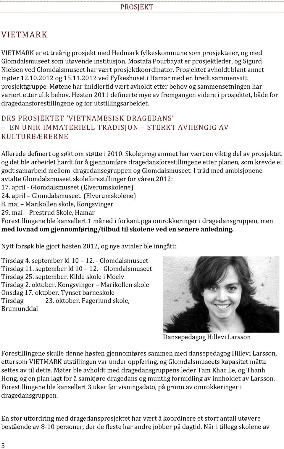 2012 ved Fylkeshuset i Hamar med en bredt sammensatt prosjektgruppe. Møtene har imidlertid vært avholdt etter behov og sammensetningen har variert etter ulik behov.