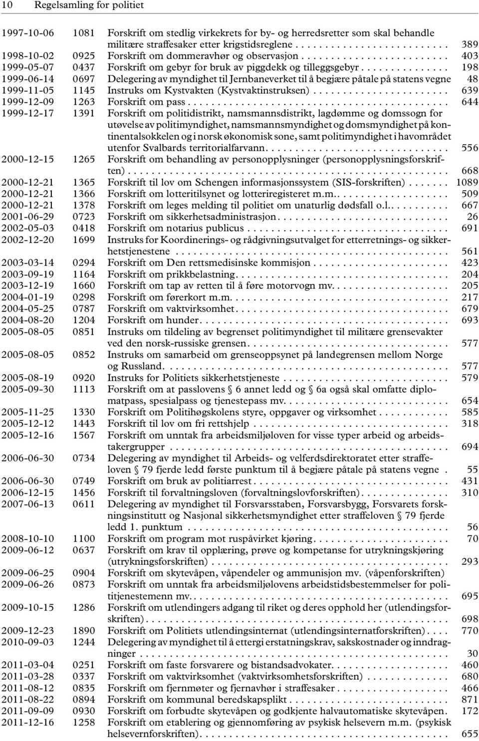 .............. 198 1999-06-14 0697 Delegering av myndighet til Jernbaneverket til å begjære påtale på statens vegne 48 1999-11-05 1145 Instruks om Kystvakten (Kystvaktinstruksen).