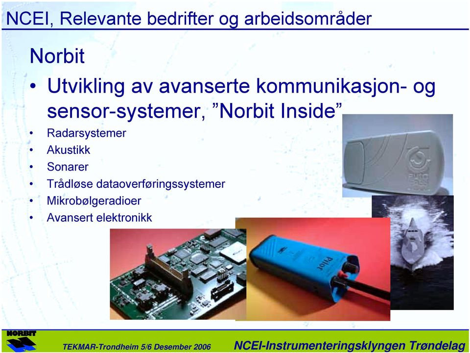 sensor-systemer, Norbit Inside Radarsystemer Akustikk