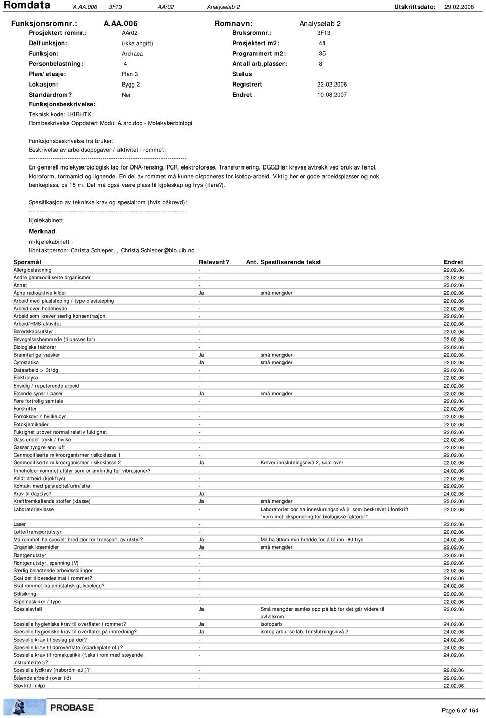 Nei 10.08.2007 Funksjonsbeskrivelse: Teknisk kode: LKIBHTX Rombeskrivelse Oppdatert Modul A arc.