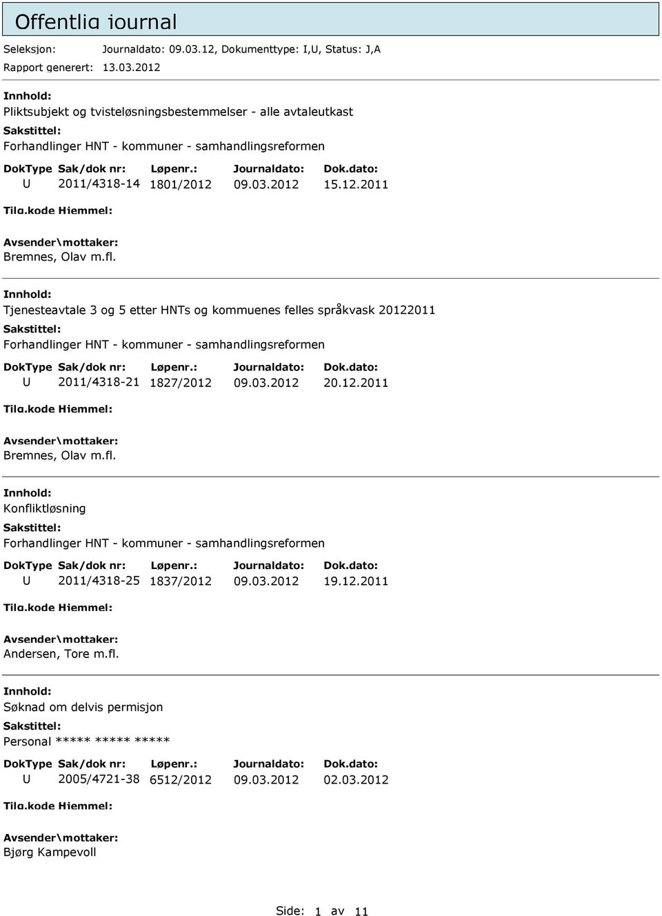 2012 Pliktsubjekt og tvisteløsningsbestemmelser - alle avtaleutkast Forhandlinger HNT - kommuner - samhandlingsreformen 2011/4318-14 1801/2012 15.12.2011 Bremnes, Olav m.