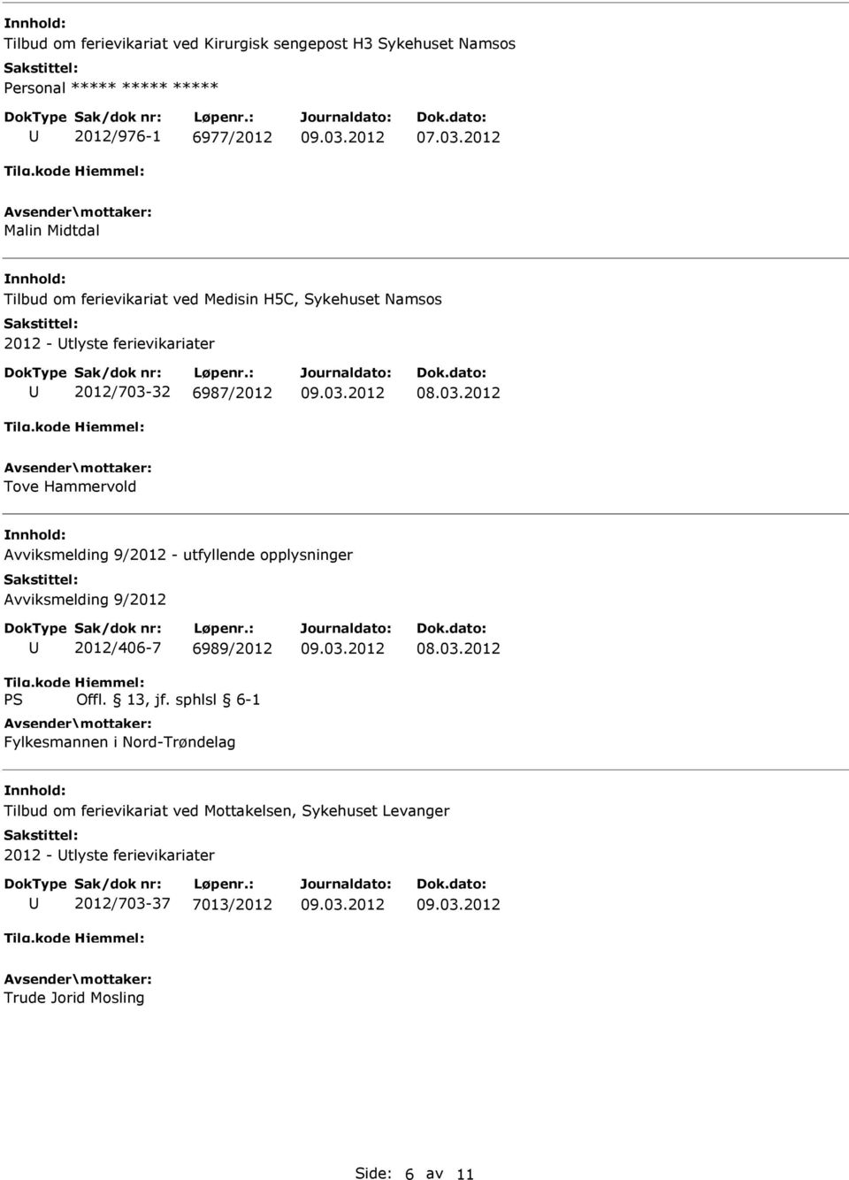Avviksmelding 9/2012 - utfyllende opplysninger Avviksmelding 9/2012 2012/406-7 6989/2012 Fylkesmannen i Nord-Trøndelag