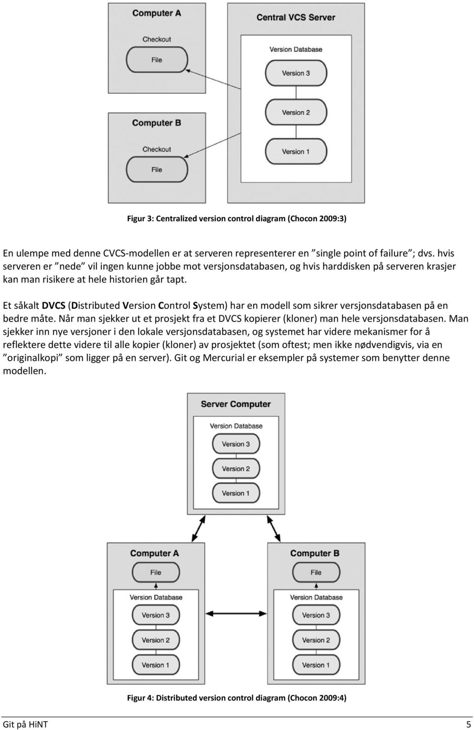 Et såkalt DVCS (Distributed Versin Cntrl System) har en mdell sm sikrer versjnsdatabasen på en bedre måte. Når man sjekker ut et prsjekt fra et DVCS kpierer (klner) man hele versjnsdatabasen.