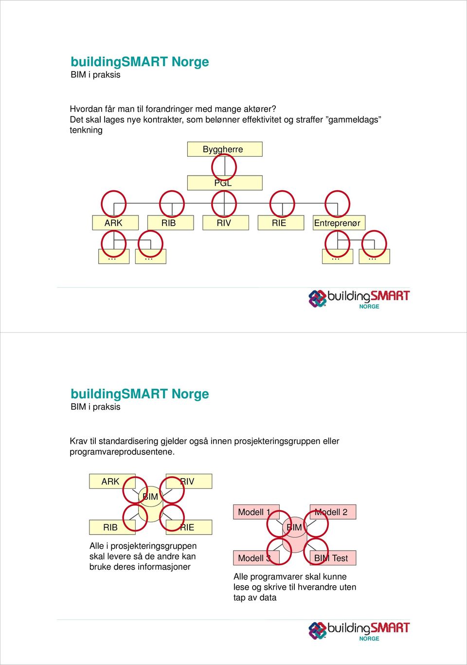 Entreprenør Krav til standardisering gjelder også innen prosjekteringsgruppen eller programvareprodusentene.