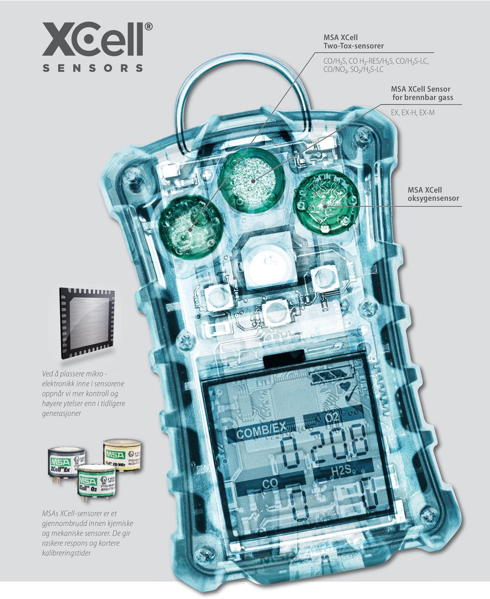 sensorene oppnår vi mer kontroll og høyere ytelser enn i tidligere generasjoner MSAs XCell-sensorer