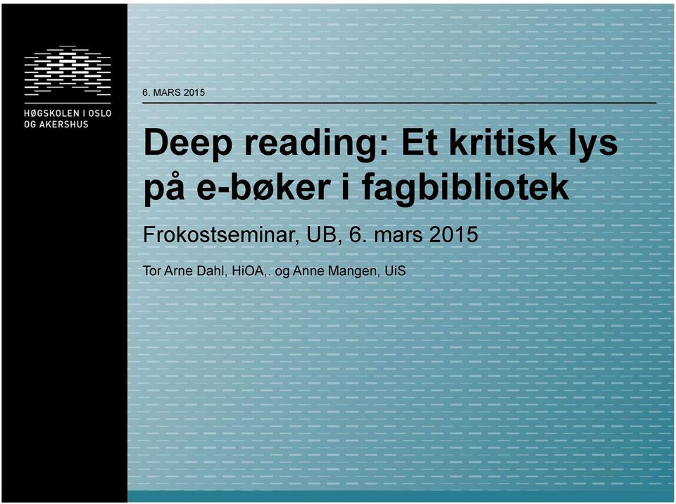 fagbibliotek Frokostseminar, UB, 6.