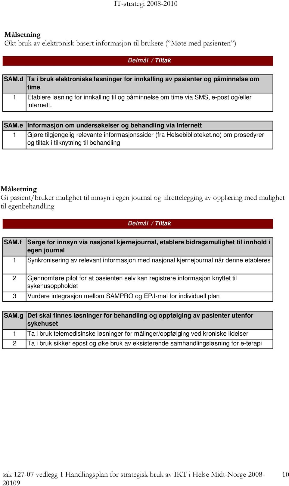 e Informasjon om undersøkelser og behandling via Internett 1 Gjøre tilgjengelig relevante informasjonssider (fra Helsebiblioteket.