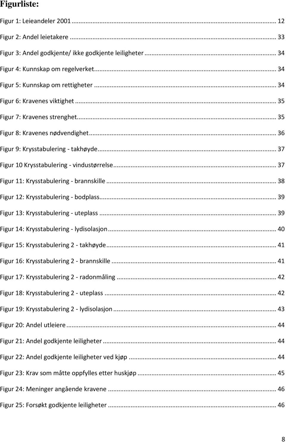 .. 37 Figur 10 Krysstabulering - vindustørrelse... 37 Figur 11: Krysstabulering - brannskille... 38 Figur 12: Krysstabulering - bodplass... 39 Figur 13: Krysstabulering - uteplass.