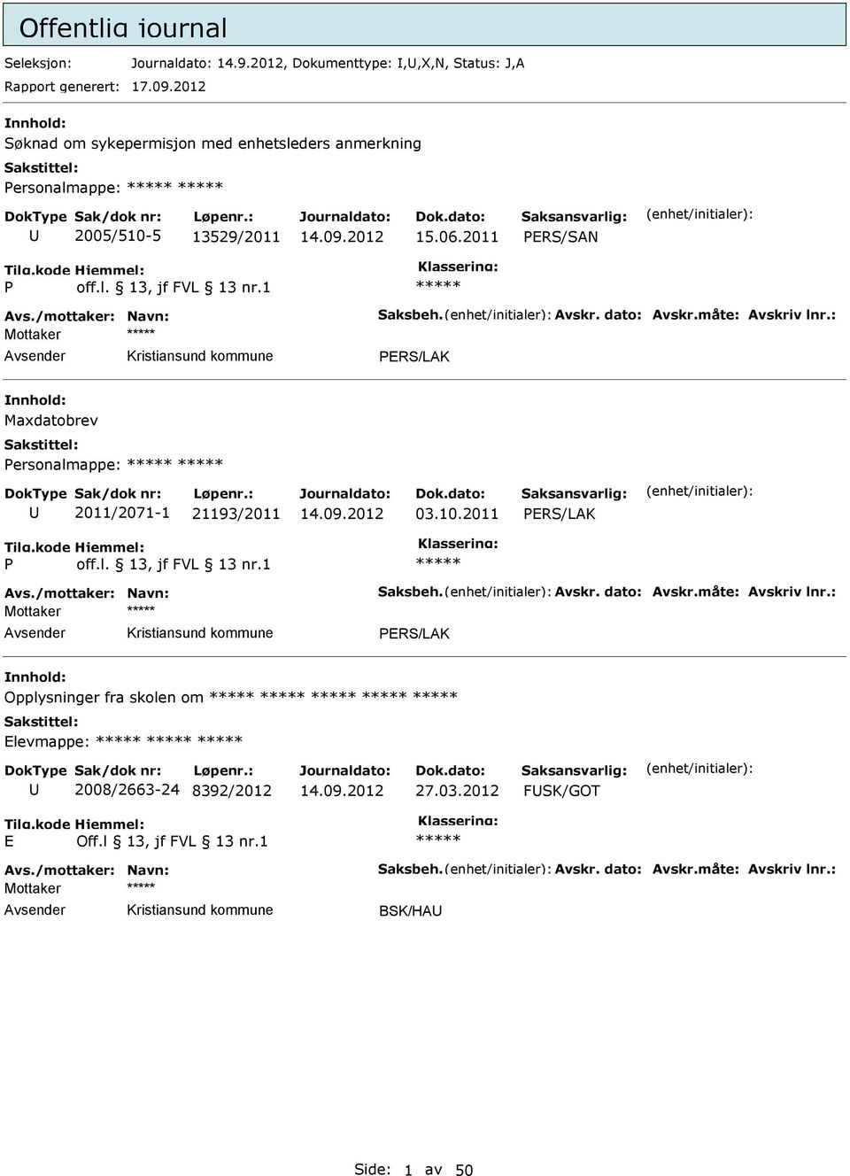 2011 PERS/SN P off.l. 13, jf FVL 13 nr.1 Maxdatobrev Personalmappe: 2011/2071-1 21193/2011 03.10.