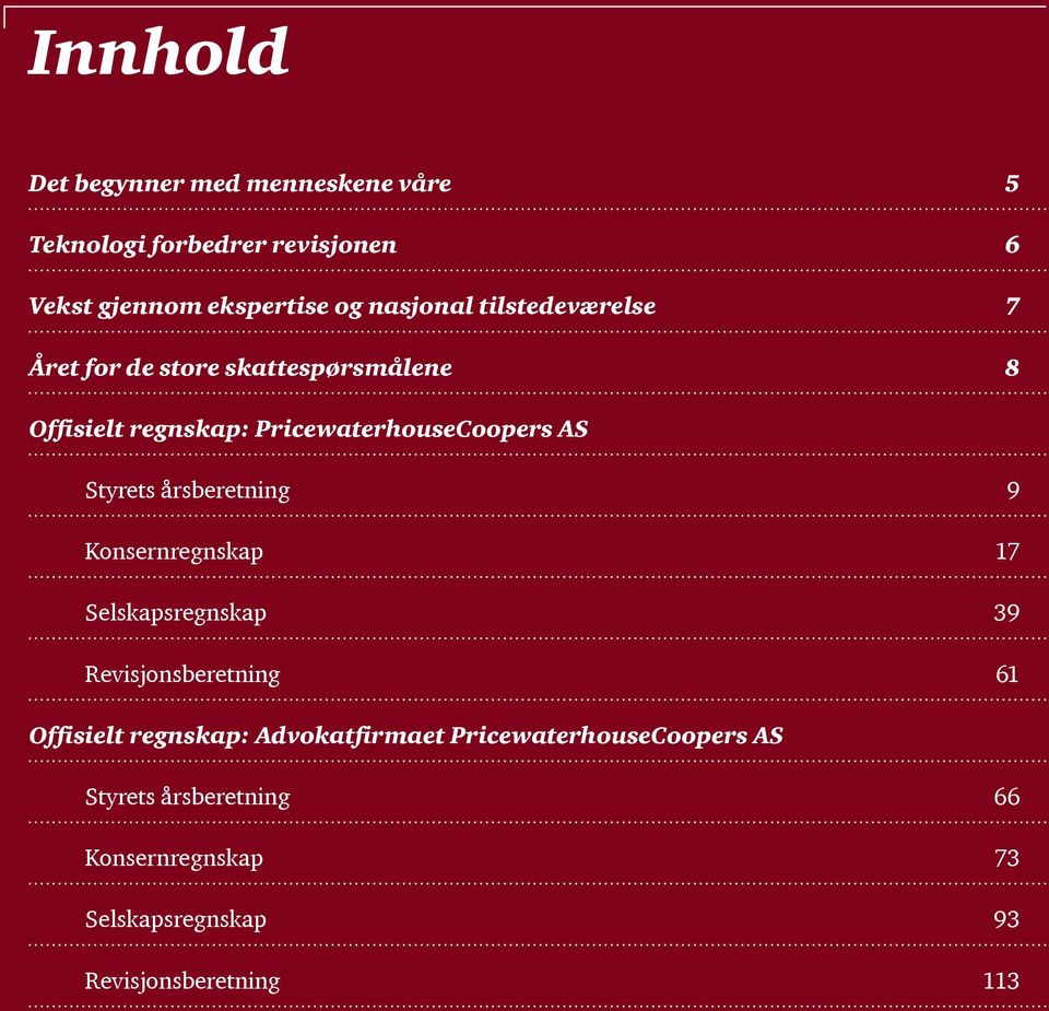 årsberetning 9 Konsernregnskap 17 Selskapsregnskap 39 Revisjonsberetning 61 Offisielt regnskap: Advokatfirmaet