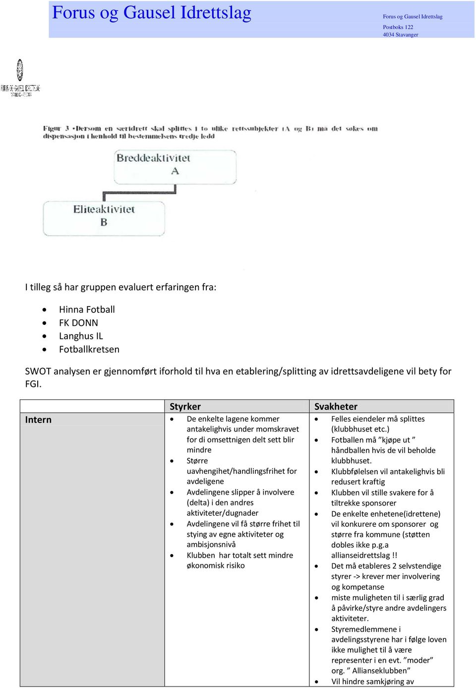 Styrker Intern De enkelte lagene kommer antakelighvis under momskravet for di omsettnigen delt sett blir mindre Større uavhengihet/handlingsfrihet for avdeligene Avdelingene slipper å involvere