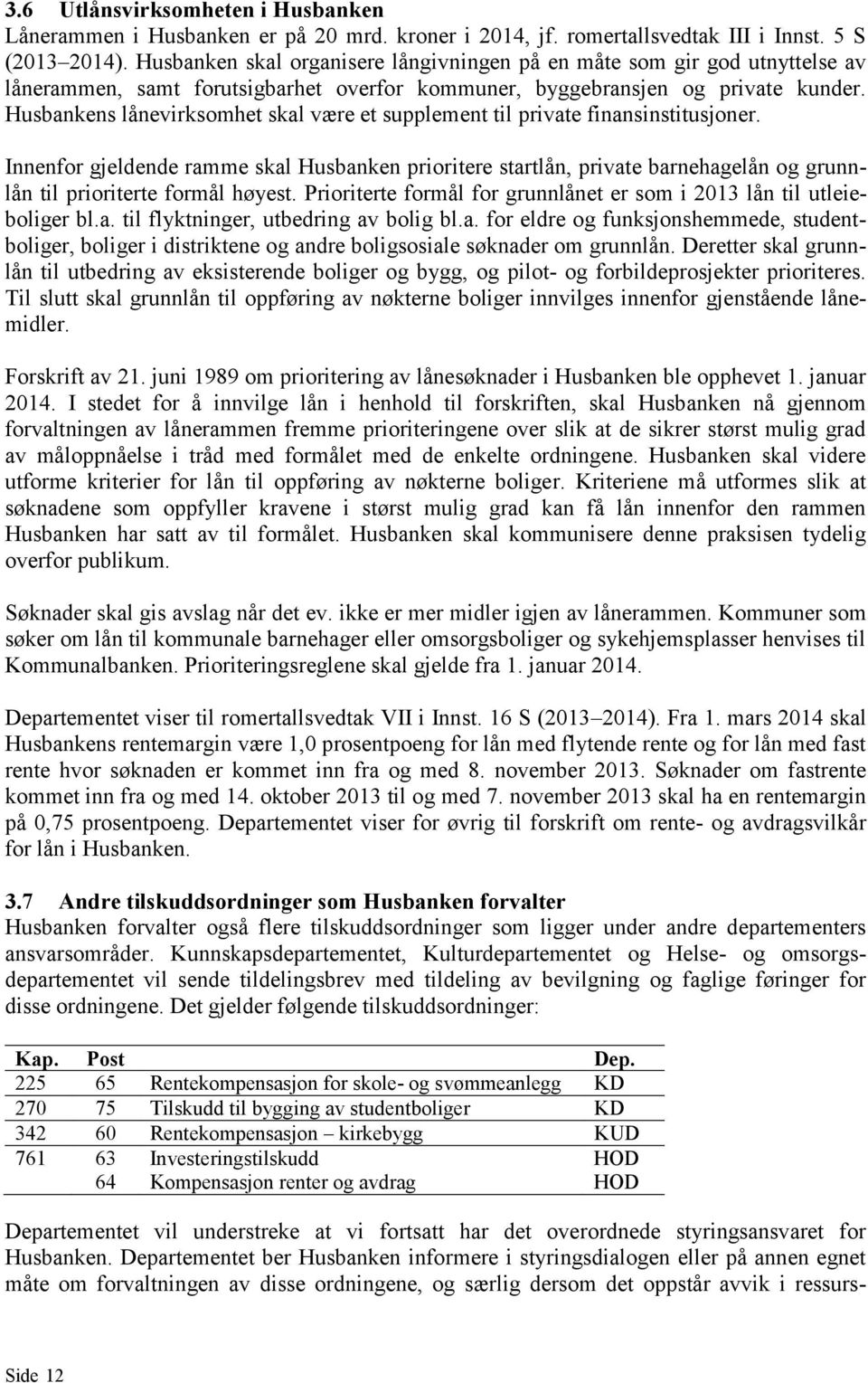 Husbankens lånevirksomhet skal være et supplement til private finansinstitusjoner.