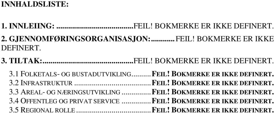 ..FEIL! BOKMERKE ER IKKE DEFINERT. 3.3 AREAL- OG NÆRINGSUTVIKLING...FEIL! BOKMERKE ER IKKE DEFINERT. 3.4 OFFENTLEG OG AT SERVICE.