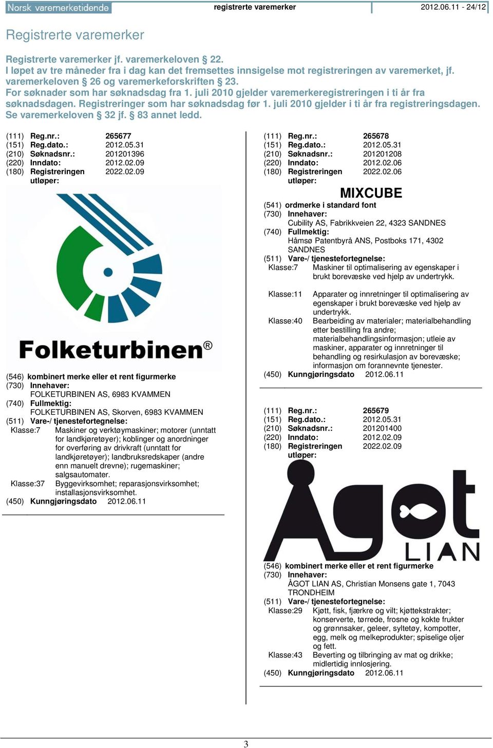 juli 2010 gjelder varemerkeregistreringen i ti år fra søknadsdagen. Registreringer som har søknadsdag før 1. juli 2010 gjelder i ti år fra registreringsdagen. Se varemerkeloven 32 jf. 83 annet ledd.