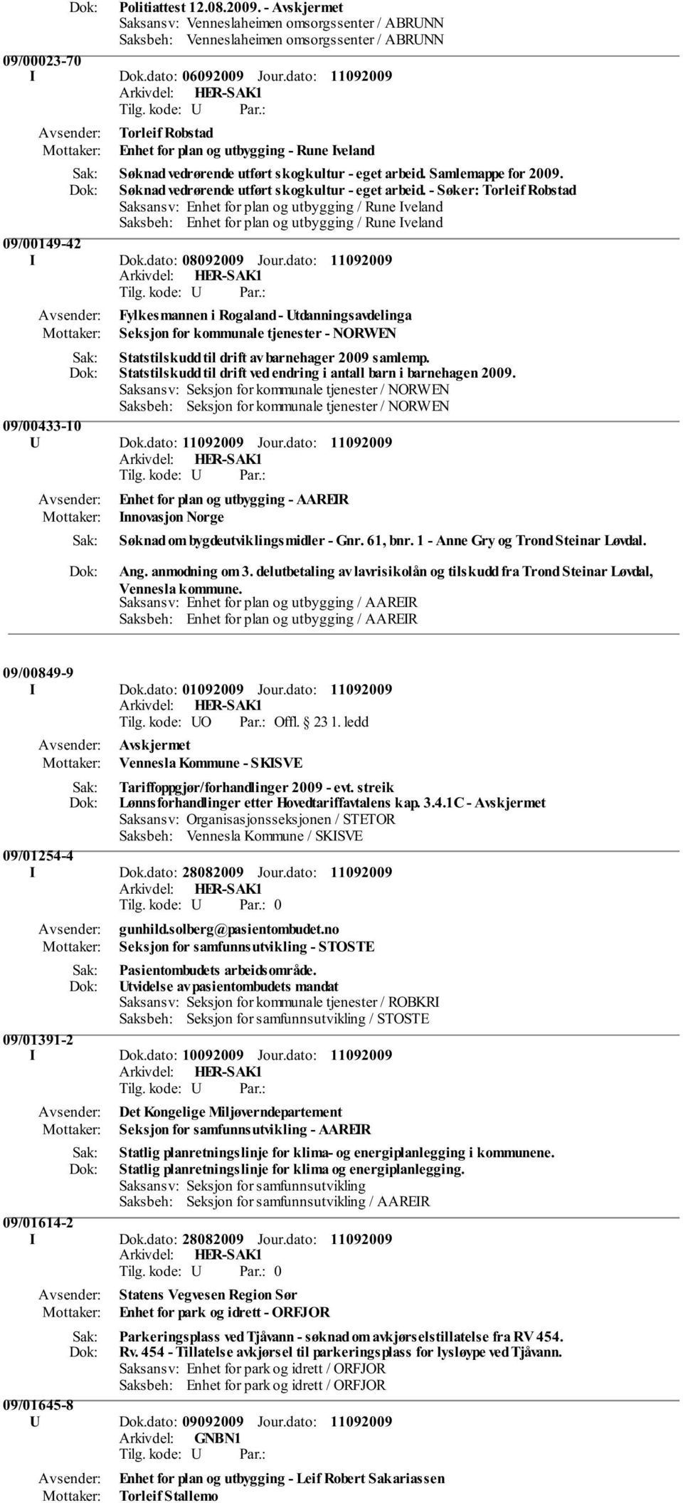 dato: 08092009 Jour.dato: Fylkesmannen i Rogaland - Utdanningsavdelinga Seksjon for kommunale tjenester - NORWEN Statstilskudd til drift av barnehager 2009 samlemp.