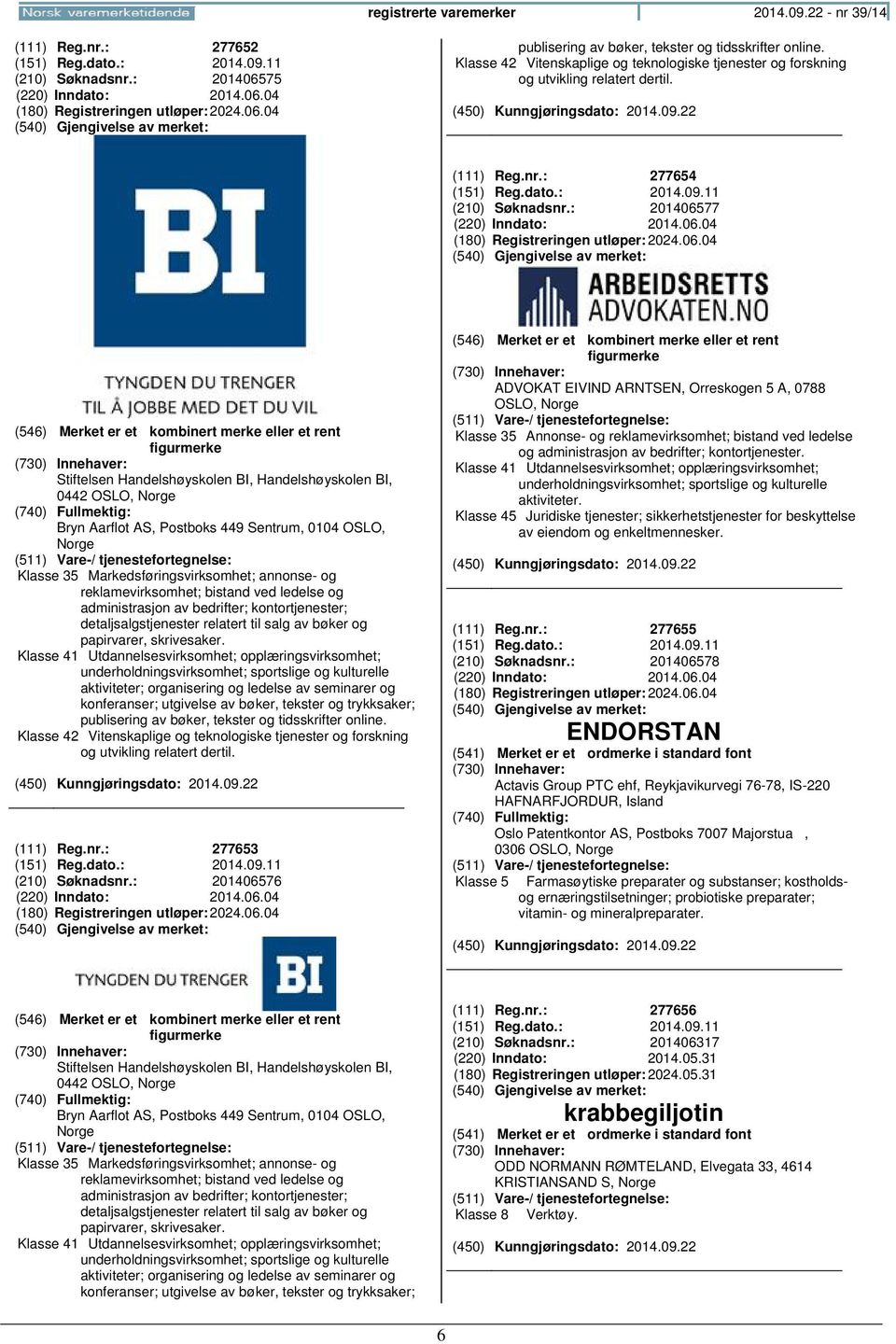 06.04 Stiftelsen Handelshøyskolen BI, Handelshøyskolen BI, 0442 OSLO, Bryn Aarflot AS, Postboks 449 Sentrum, 0104 OSLO, Klasse 35 Markedsføringsvirksomhet; annonse- og reklamevirksomhet; bistand ved