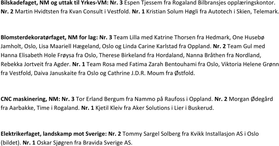 Nr. 1 Team Rosa med Fatima Zarah Bentouhami fra Oslo, Viktoria Helene Grønn fra Vestfold, Daiva Januskaite fra Oslo og Cathrine J.D.R. Moum fra Østfold. CNC maskinering, NM: Nr.