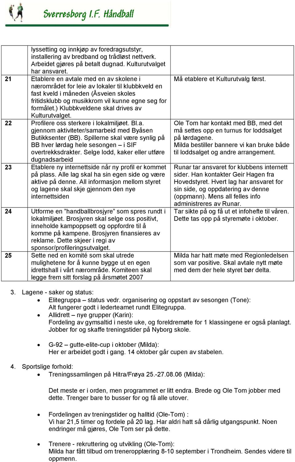 ) Klubbkveldene skal drives av Kulturutvalget. 22 Profilere oss sterkere i lokalmiljøet. Bl.a. gjennom aktiviteter/samarbeid med Byåsen Butikksenter (BB).