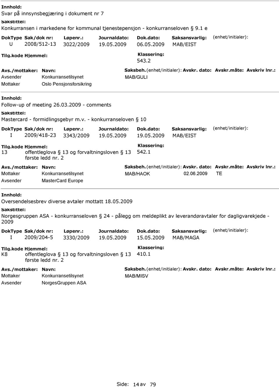 1 Avs./mottaker: Navn: Saksbeh. Avskr. dato: Avskr.måte: Avskriv lnr.: MAB/HAOK 02.06.